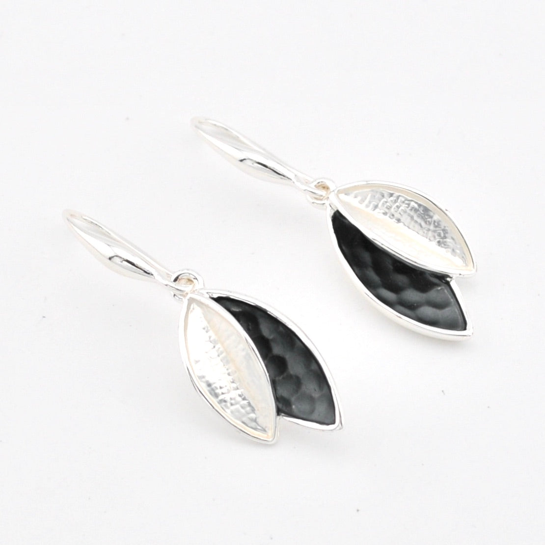 Silver Two Tone Leaf Earrings