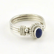 Alt View Sterling Silver Lapis 4x6mm Oval Ring