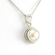 Side View Sterling Silver Pearl 9mm Pendant