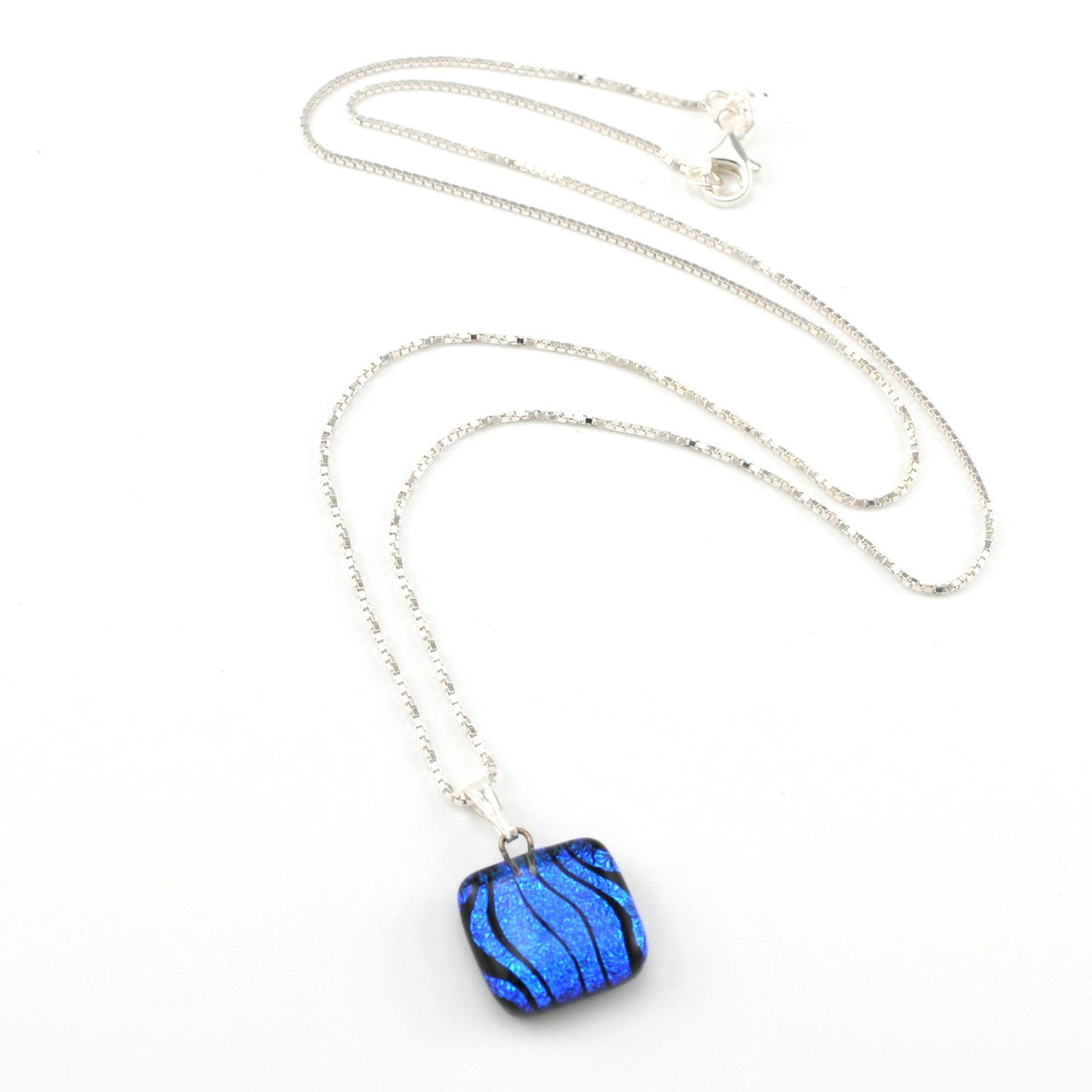 Glass Whorl Blue Charm Necklace