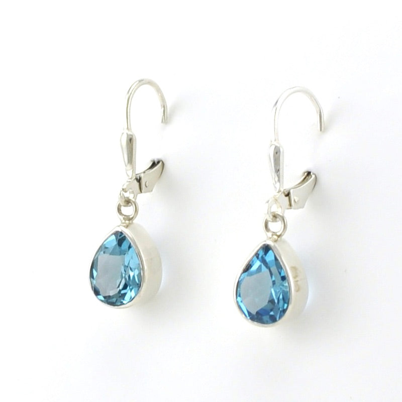 Sterling Silver Blue Topaz 5x7mm Teardrop Earrings