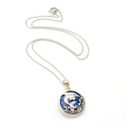 Sterling Silver Blue Abalone Dolphin on Wave Necklace