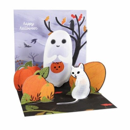 Ghost and Cat Treasures Greeting Card