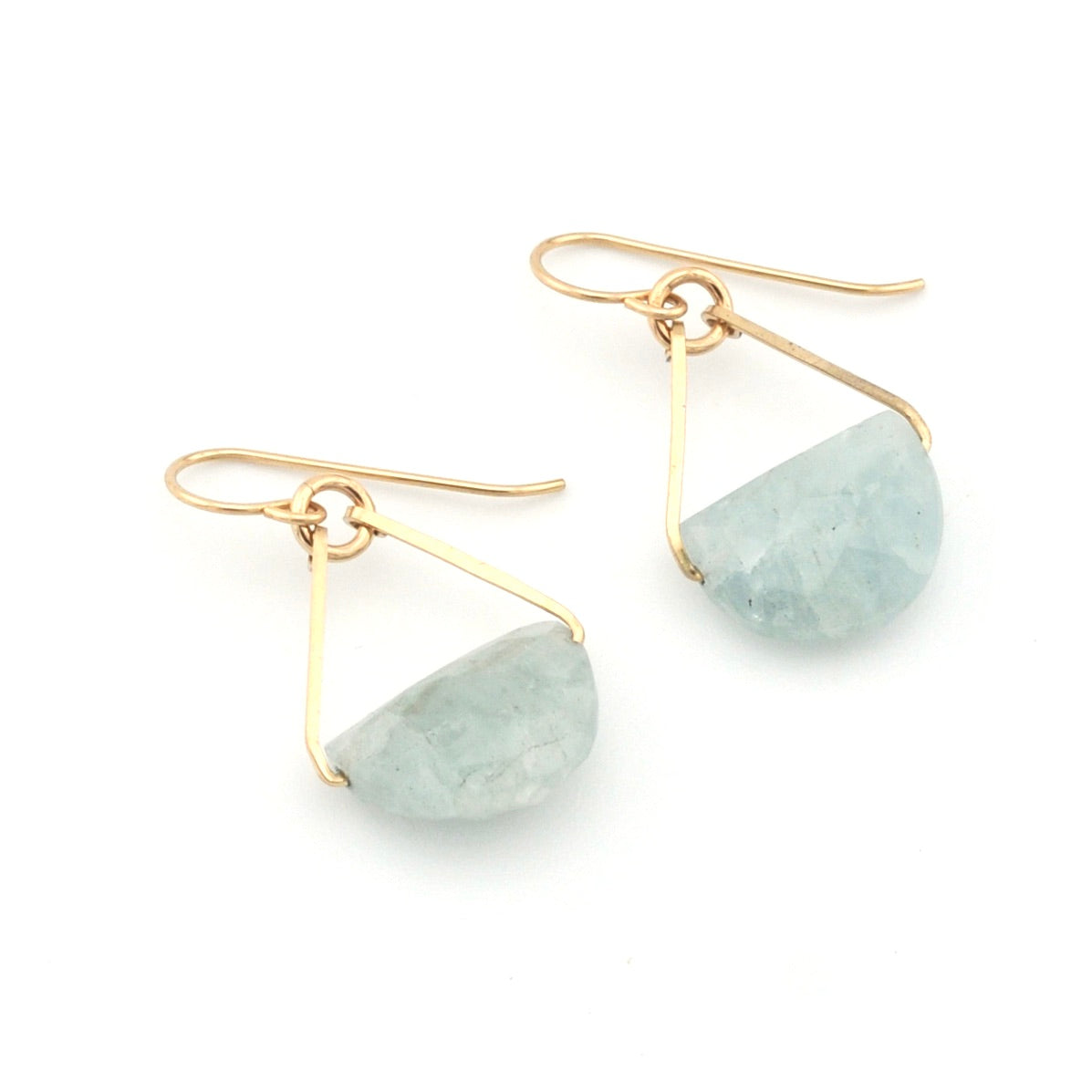 14k Gold Fill Aquamarine Half Moon Dangle Earrings