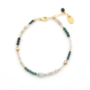 14k Gold Fill Blue Tourmaline Chalcedony Bead Bracelet