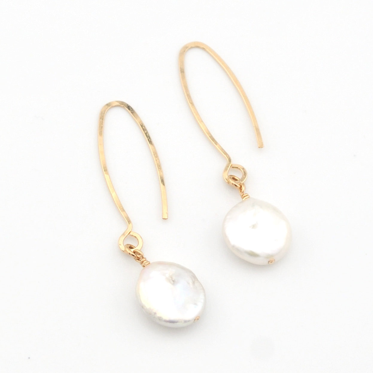14k Gold Fill Coin Pearl Forged Earwire Earrings