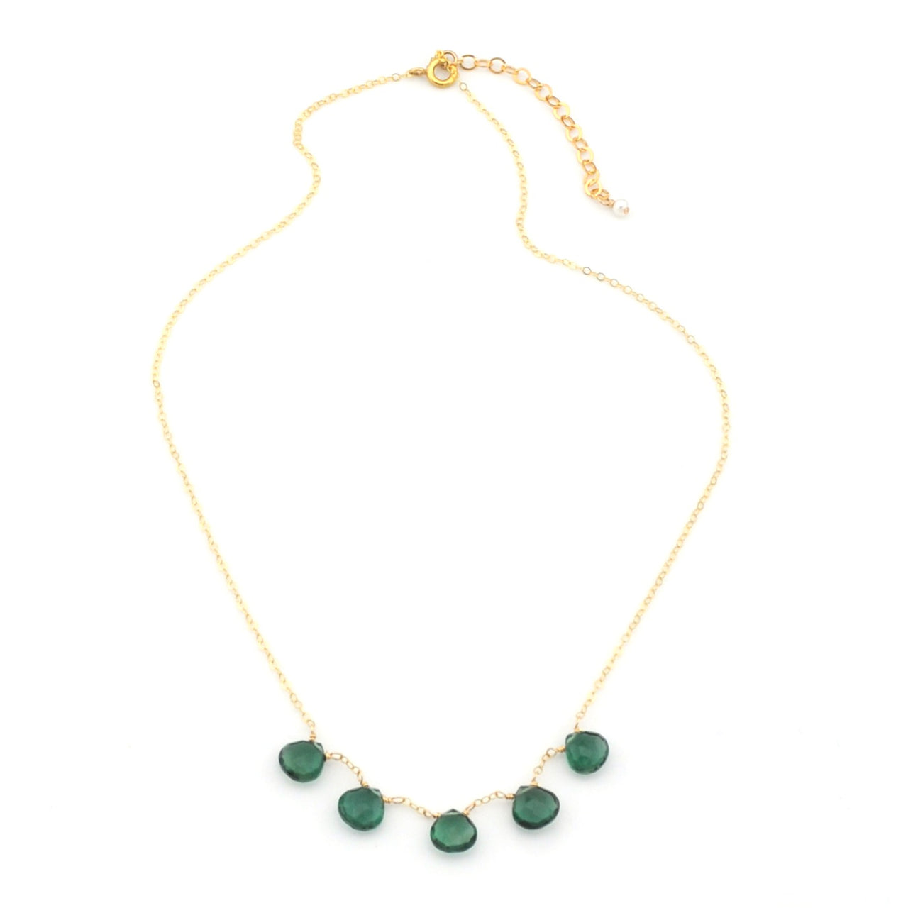 14k Gold Fill Indicolite 5 Drop Necklace