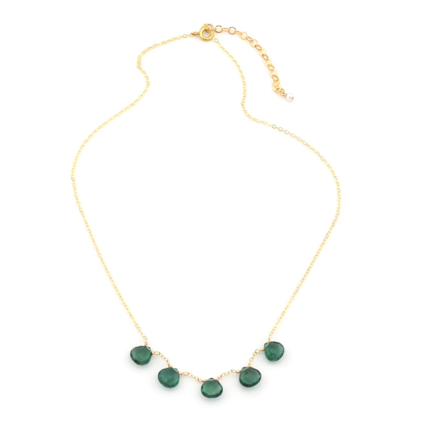 14k Gold Fill Indicolite 5 Drop Necklace