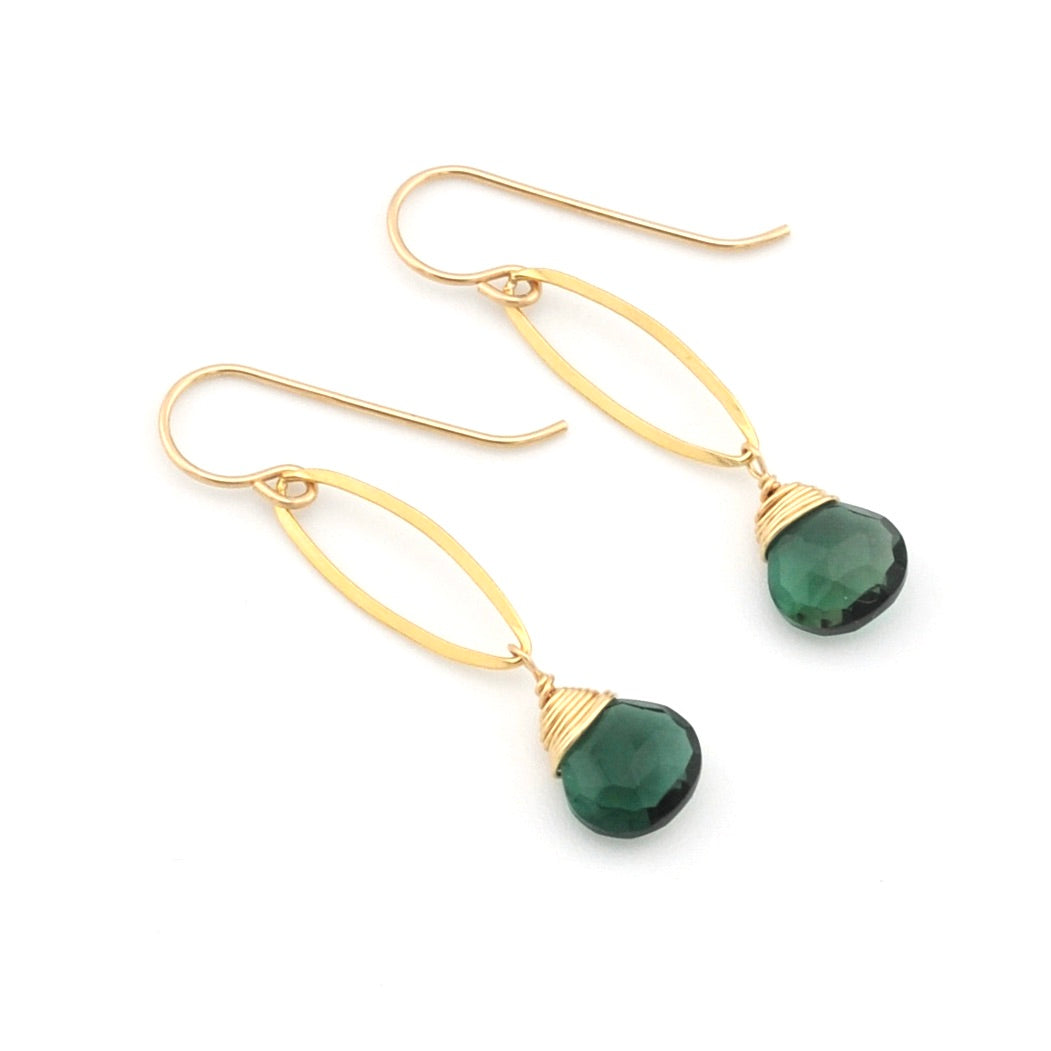14k Gold Fill Indicolite Drop Earrings