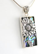 Side View Silver Abalone Sunflower Pendant