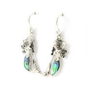 Side View Sterling Silver Mermaid with Abalone Tail Earrings