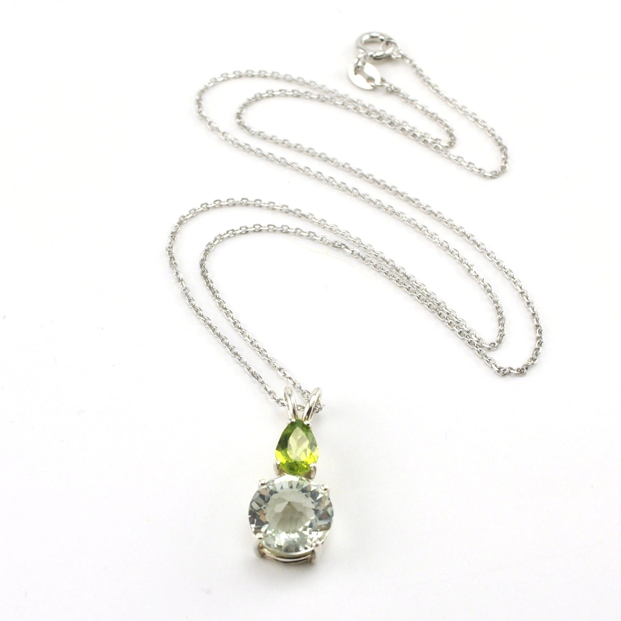 Sterling Silver Prasiolite with Peridot Necklace