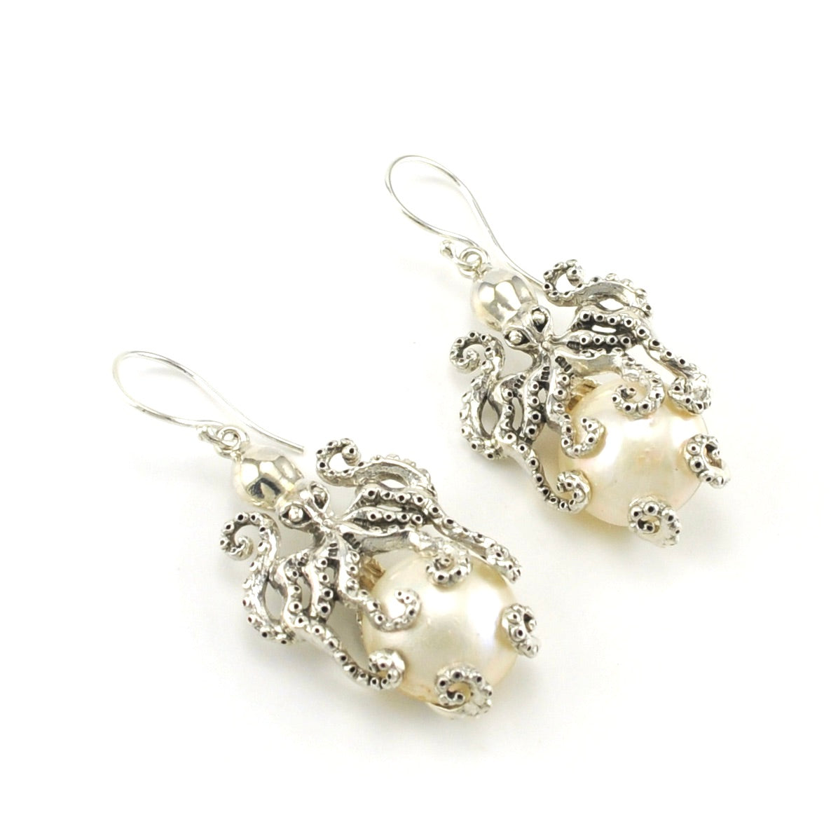 Sterling Silver Mabé Pearl Octopus Earrings