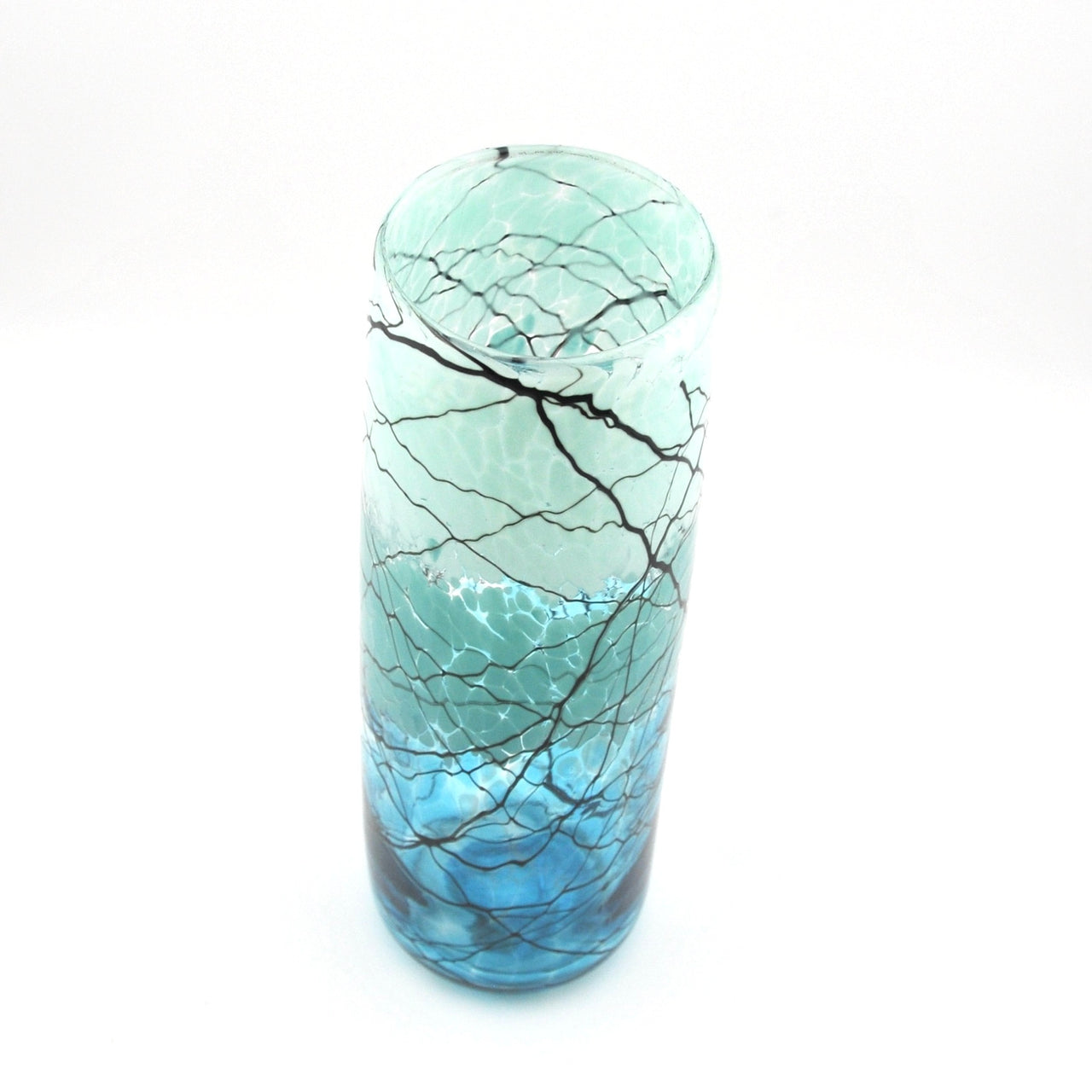 Small Aqua Lightning Cylinder Vase