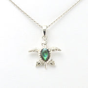 Alt View Sterling Silver Abalone Sea Turtle Necklace