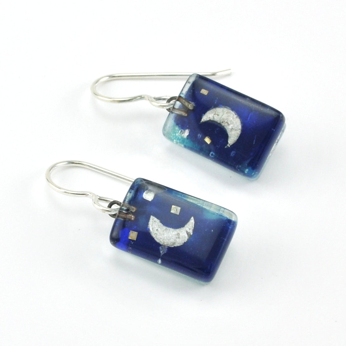 Glass Blue Moon Earrings