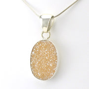 Sterling Silver Champagne Druzy Agate Oval Pendant