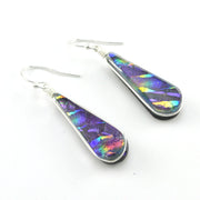 Silver Dichroic Glass Rainbow Purple Earrings