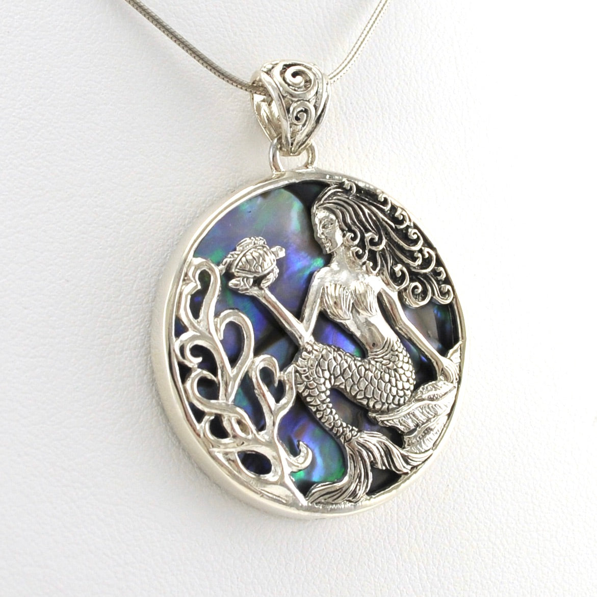 Sterling Silver Abalone Mermaid Pendant