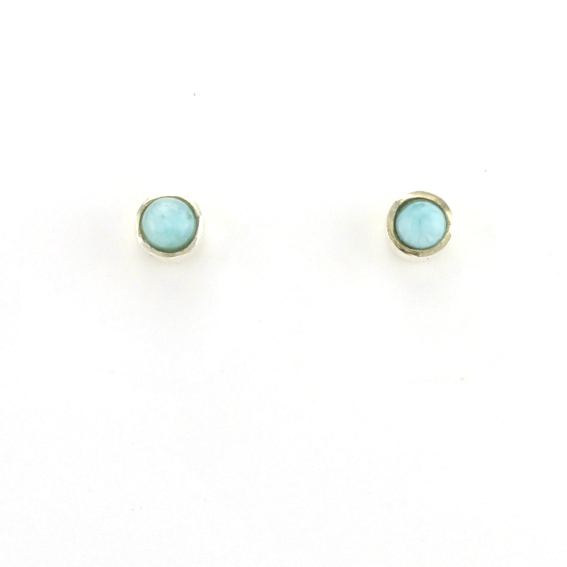 Alt View Sterling Silver Larimar 4mm Round Post Earrings