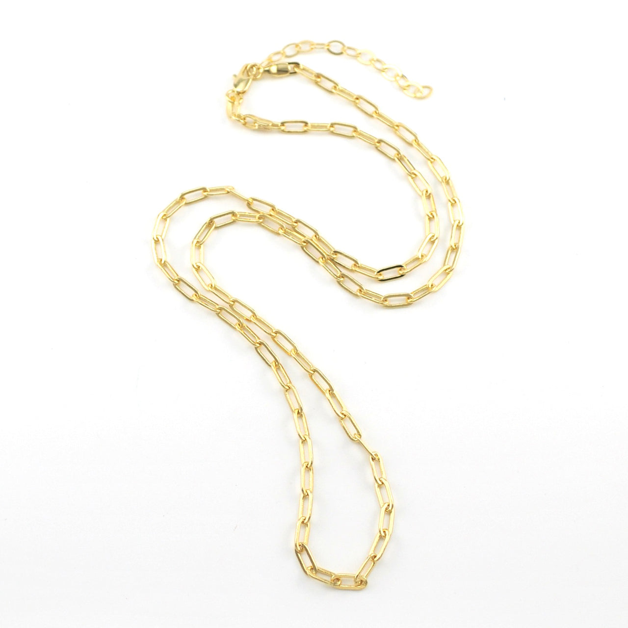 18k Gold Fill 20 Inch Short Link Paperclip Chain with Extender