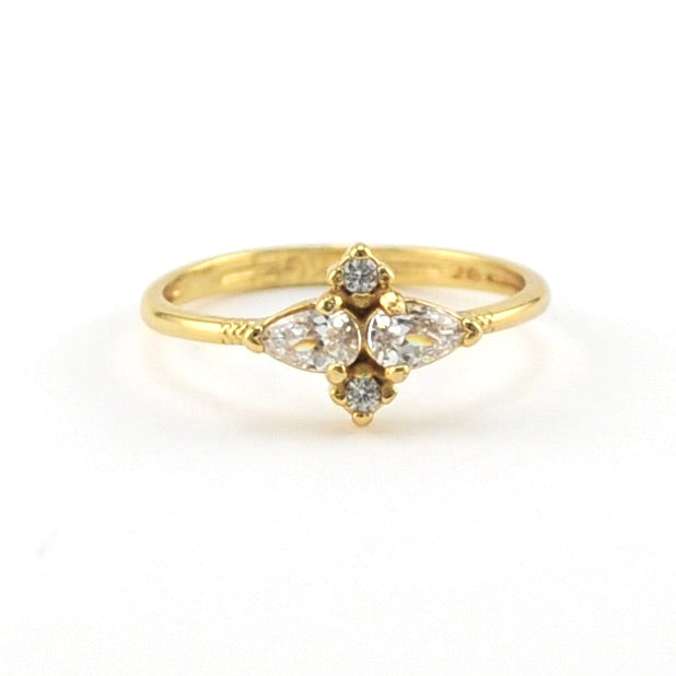 18k Gold Fill Cubic Zirconia Flower Ring