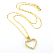 18k Gold Fill Cubic Zirconia Heart on Paperclip Necklace