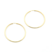Gold hoop earrings on a white background