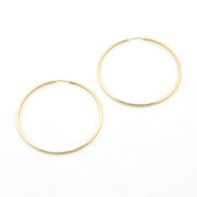 Gold hoop earrings on a white background