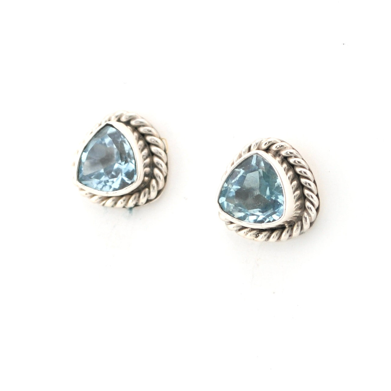 Sterling Silver Blue Topaz Trillion Post Earrings