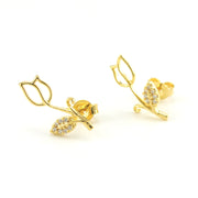 18k Gold Fill Cubic Zirconia Tulip Earrings