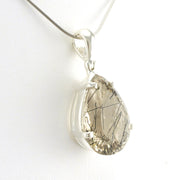 Side View Sterling Silver Tourmalinated Quartz Tear Pendant