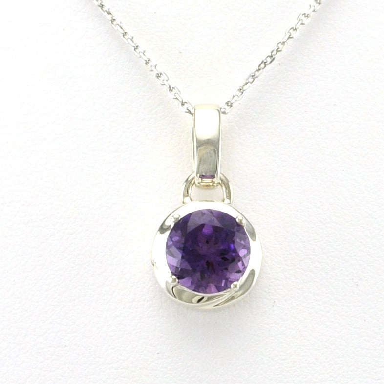 Alt View Sterling Silver Amethyst 8mm Round Necklace
