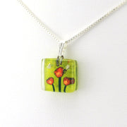 Side View Glass Golden Poppies Charm Necklace