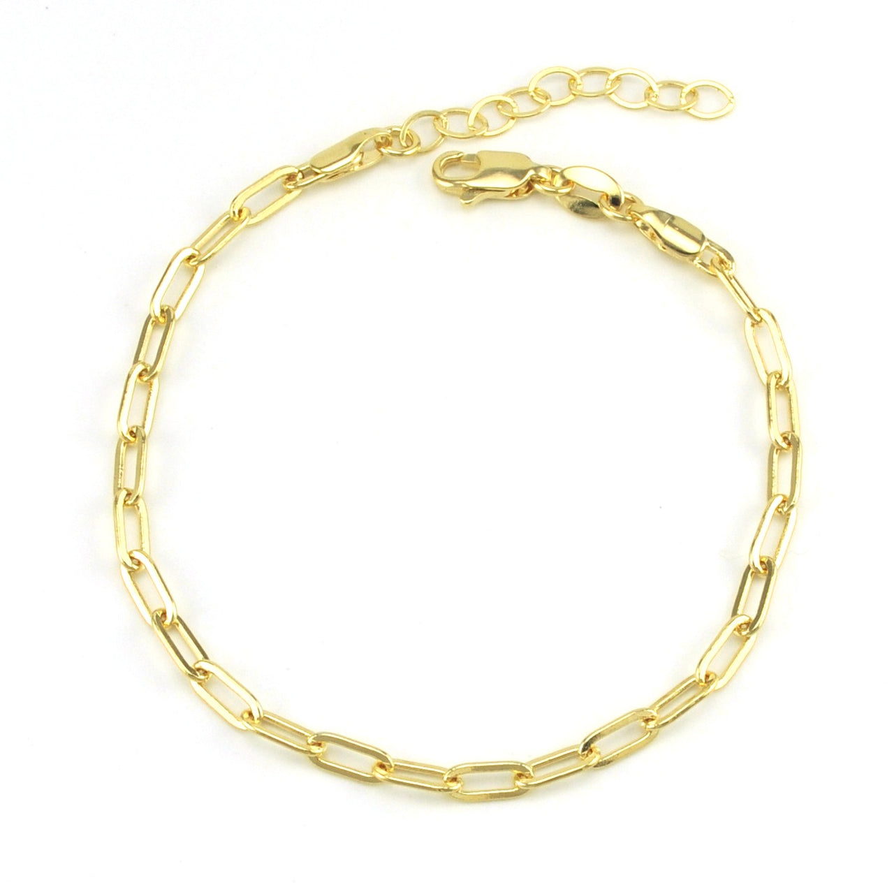 18k Gold Fill Short Link Paperclip Bracelet with Extender