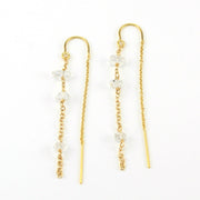 14k Gold Fill Herkimer Diamond Threader Earrings