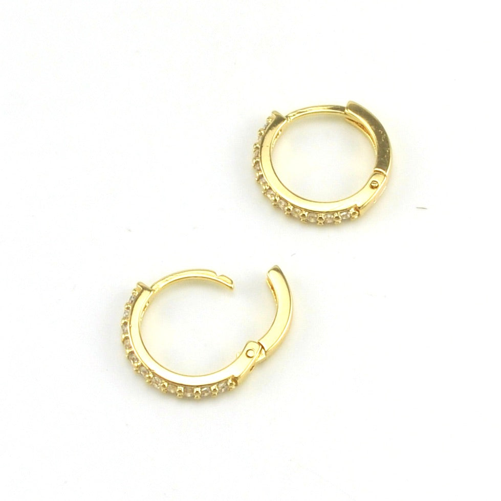 Alt View 18k Gold Fill Cubic Zirconia 15mm Hoop Earrings