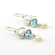 Sterling Silver Keshi Pearl Topaz Pearl Drop Earrings