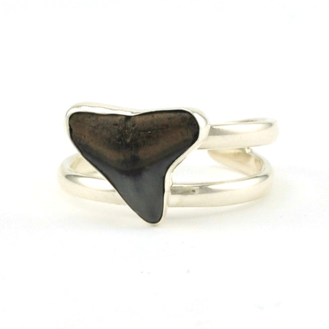 Sterling Silver Shark Tooth Adjustable Ring