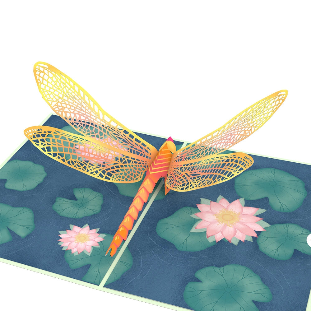 Dragonfly on Water Lily Pop Up Card