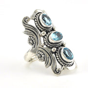 Alt View Sterling Silver Blue Topaz 3 Stone Ring