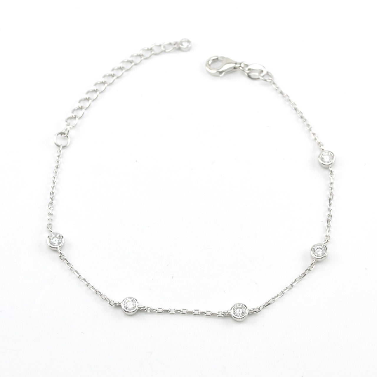 Sterling Silver Cubic Zirconia Link Bracelet