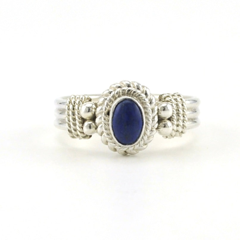 Sterling Silver Lapis 4x6mm Oval Ring