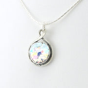 Side View Sterling Silver Roman Glass 11mm Round Necklace