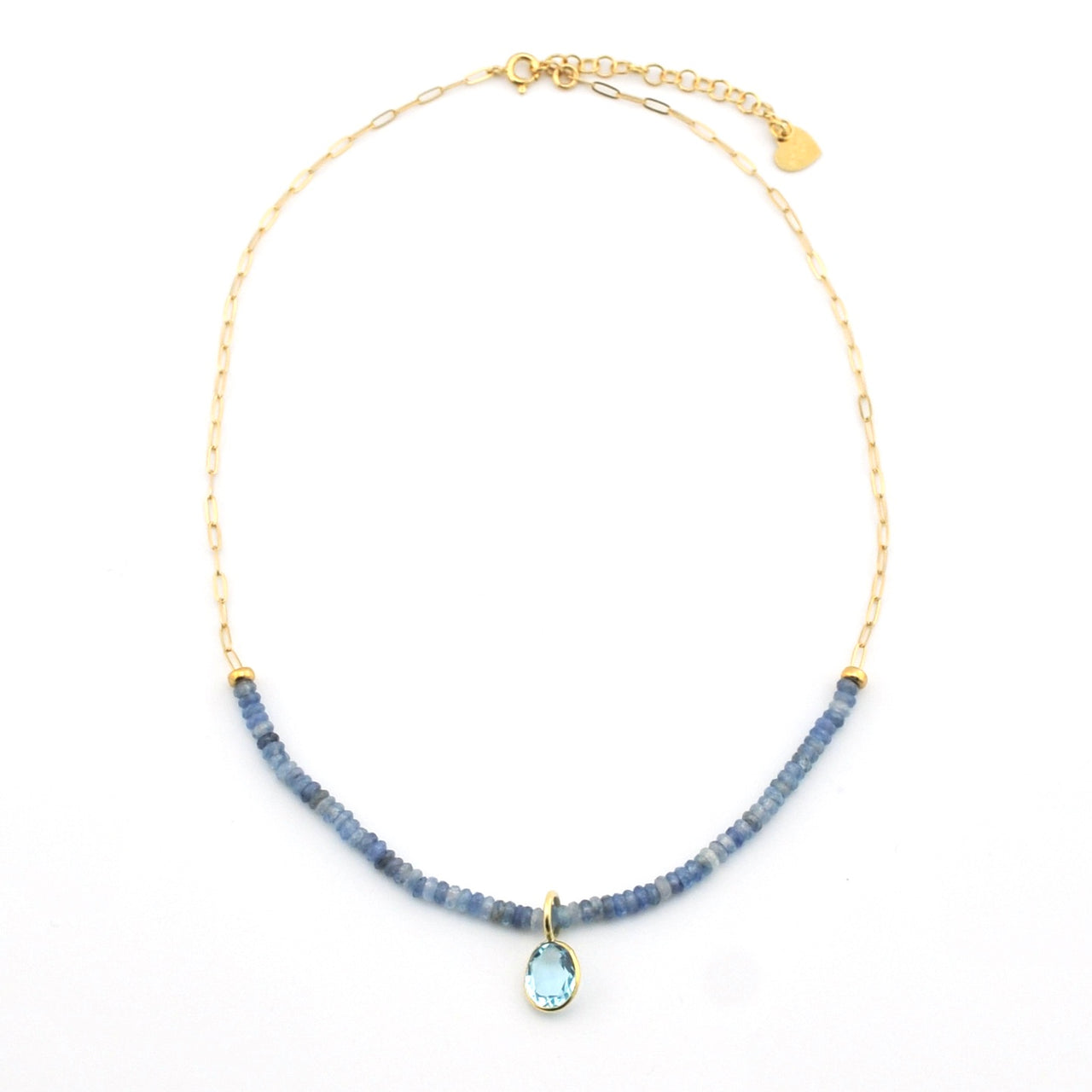 Gold Fill Kyanite with Blue Topaz Necklace