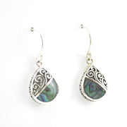 Alternate View Silver Abalone Tear Bali Earrings