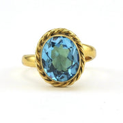 Alchemía Blue Topaz Oval Rope Ring