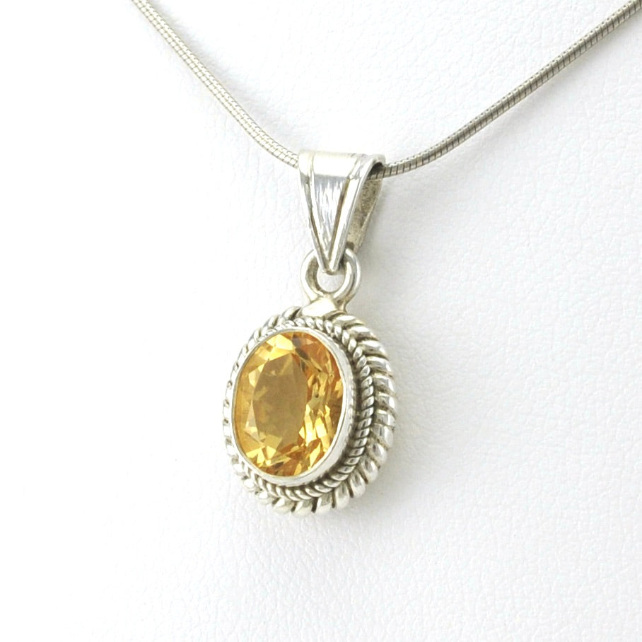 Sterling Silver Citrine 7x9mm Oval Pendant