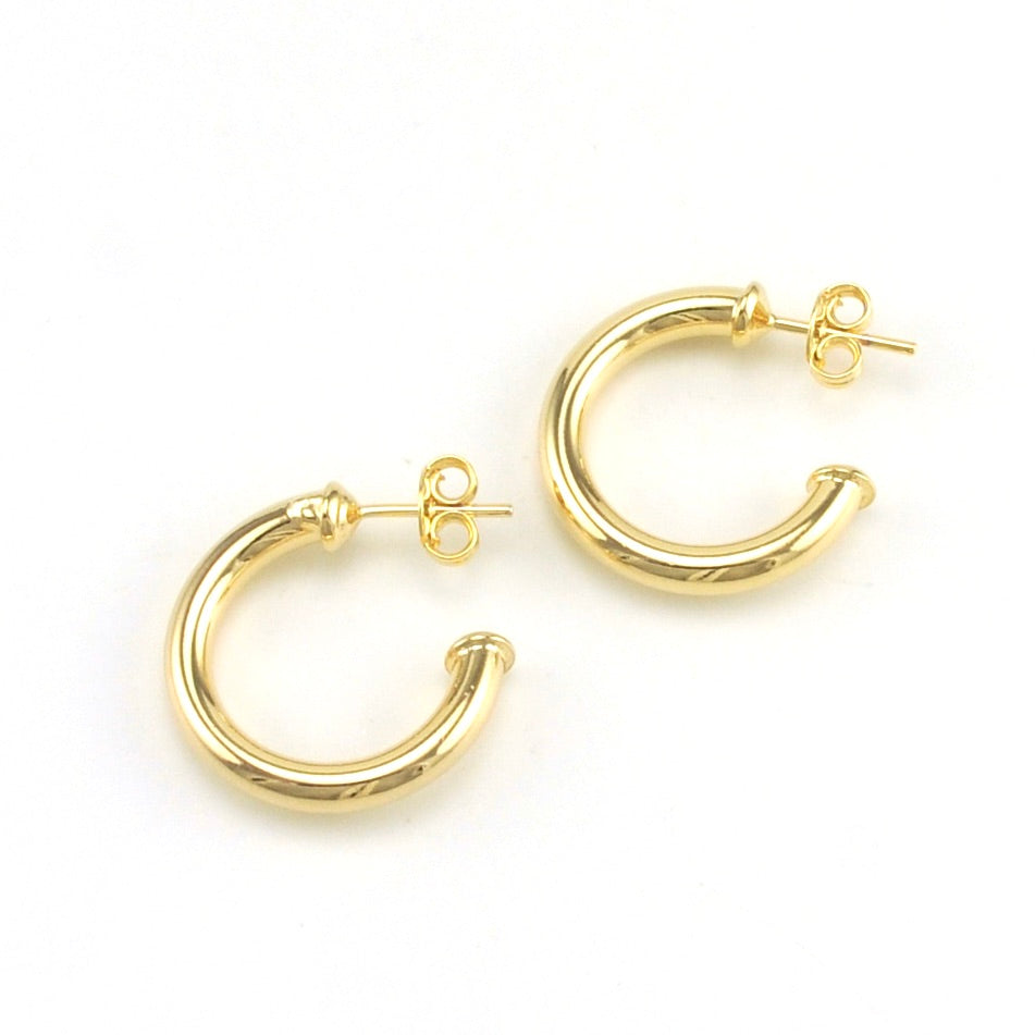 18k Gold Fill C Hoop 19mm Hoop Earrings
