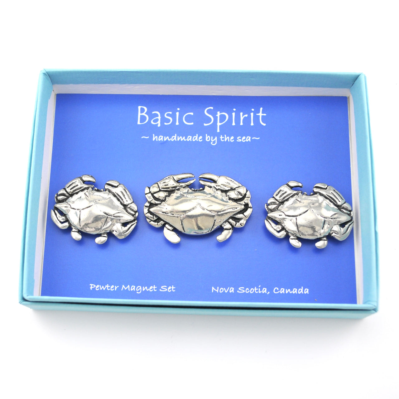 Handcrafted Pewter Crabs Magnet Set